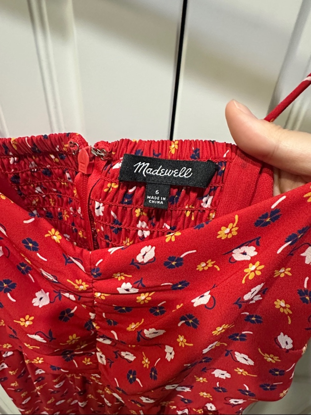 Madewell Red Floral Spaghetti Strap Jumpsuit - Picture 2 of 4